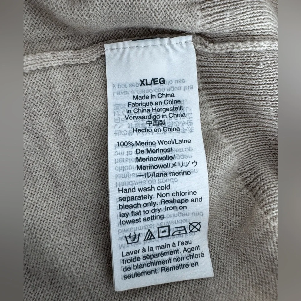 Madewell 100% Merino Wool Polo Sweater Pullover Long Sleeve Beige - Picture 3 of 4